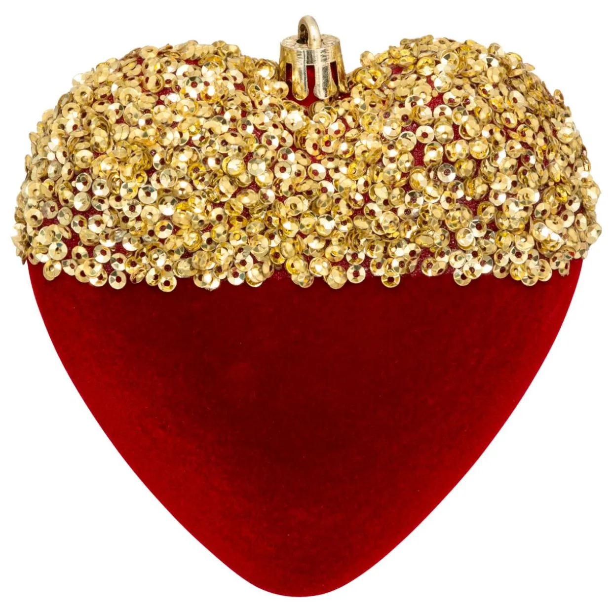 Lot de 6 suspensions (H15 cm) Cœurs et étoiles paillettes Rouge et Or