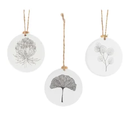 Lot de 3 suspensions (H8 cm) Feuille Blanc