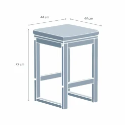 Lot de 2 tabourets hauts de jardin en bois d'acacia Bornéo Gris anthracite