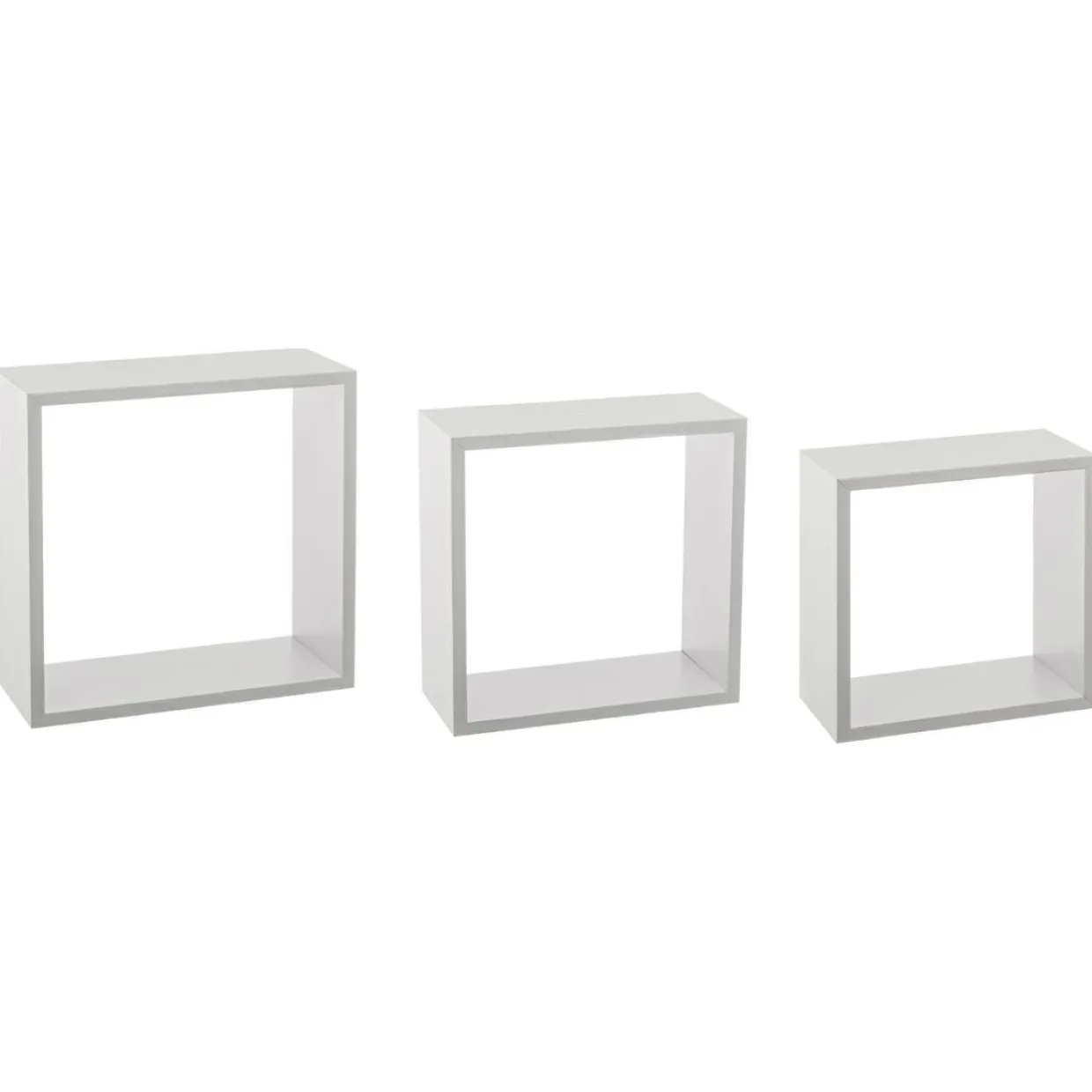 Lot de 3 étagères bois (H24-27-30 cm) Cube Blanc