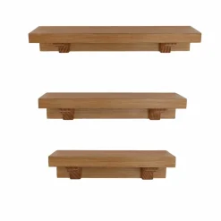 Lot de 3 étagères en bois (L60-50-40 cm) Jaipur Bois foncé vielli