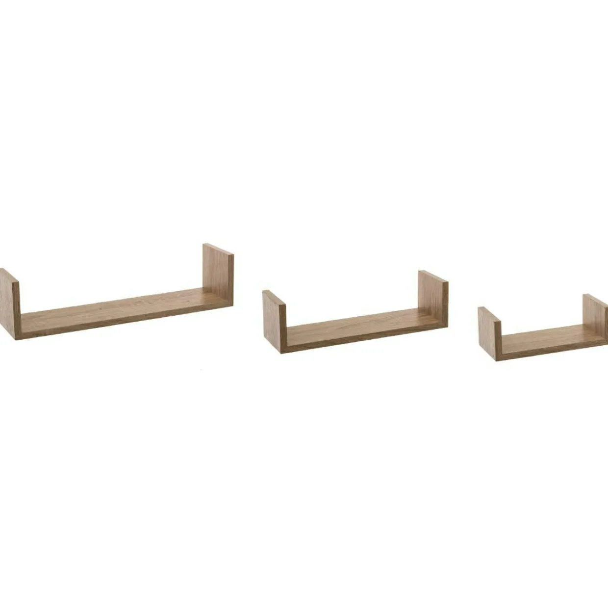 Lot de 3 étagères murales en bois (L22-32-42 cm) Bord Naturel