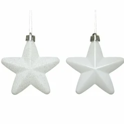 Lot de 6 étoiles de Noël à  suspendre (H7 cm) Alpine Blanc