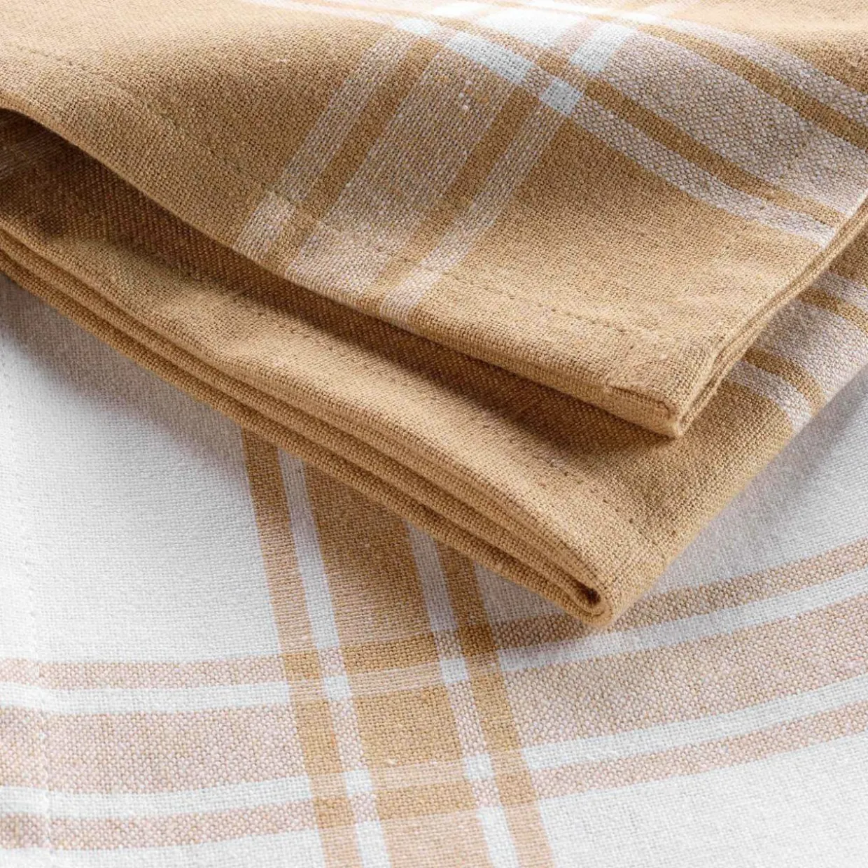Lot de 2 torchons coton recyclé Cuisiline Beige