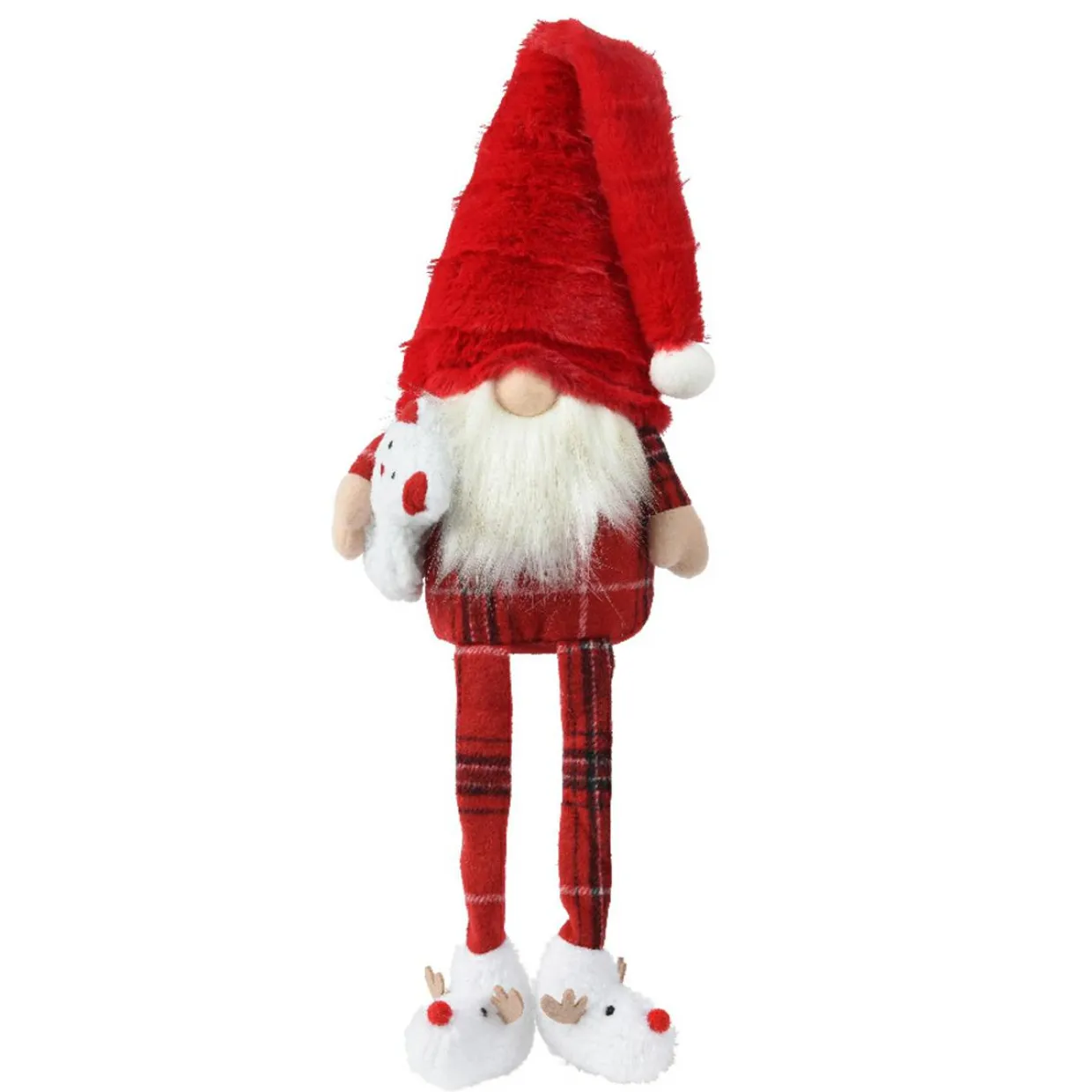 Lutin de Noël à asseoir (H73 cm) Tilki Dormeur en pyjama bonnet Rouge