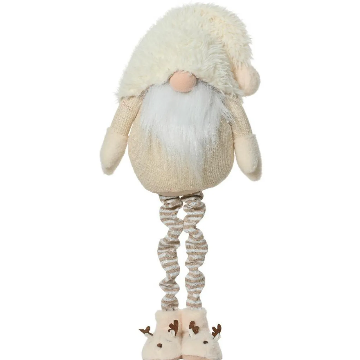 Lutin de Noël Géant (H122 cm) Gaston mignon Blanc crème