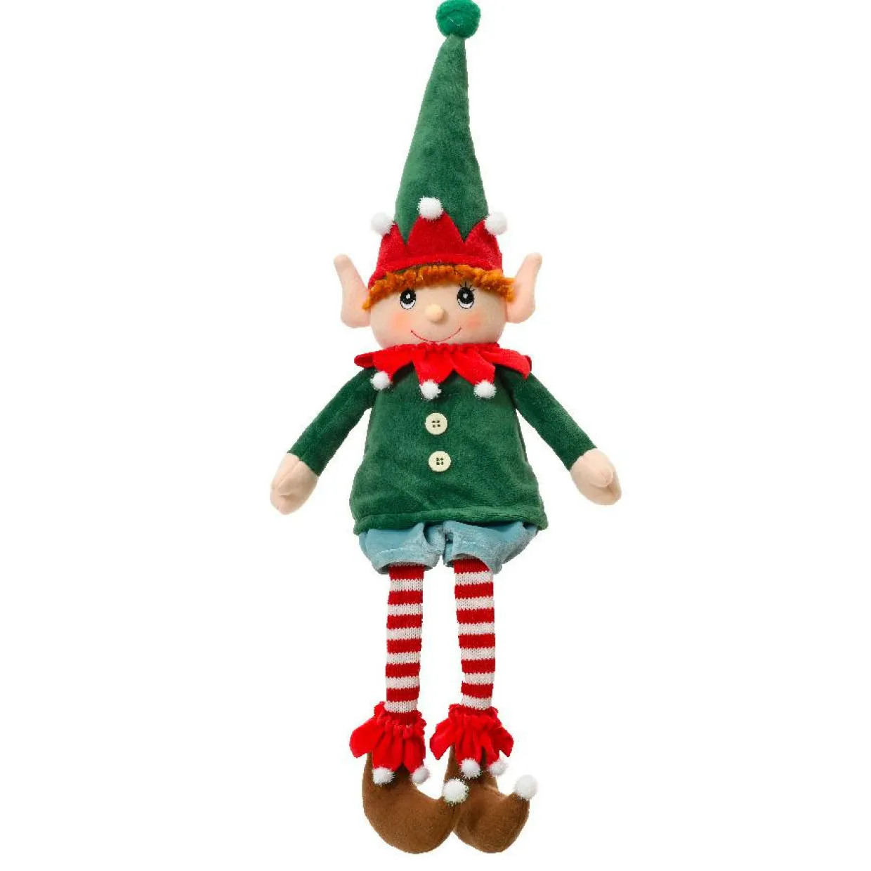 Lutin de Noël jambes souples (H60 cm) Elfe Élio Vert