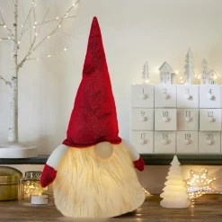Lutin lumineux à piles (H40 cm) Rémi et bonnet Rouge