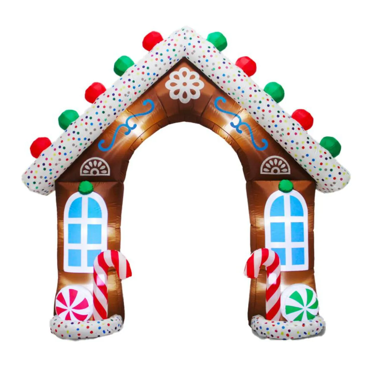 Maison pain d'épice gonflable et lumineuse (H270 cm) Le Chalet des Douceurs Multicolore