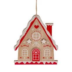 Maison à suspendre en bois (H15 cm) Petit biscuit Rouge