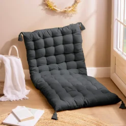 Matelas de sol coton (120 x 60 cm) Pixel Gris anthracite