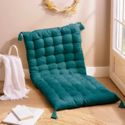 Matelas de sol coton (120 x 60 cm) Pixel Bleu canard