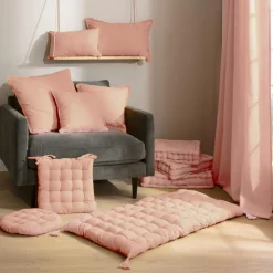 Matelas de sol coton (120 x 60 cm) Pixel Rose pêche