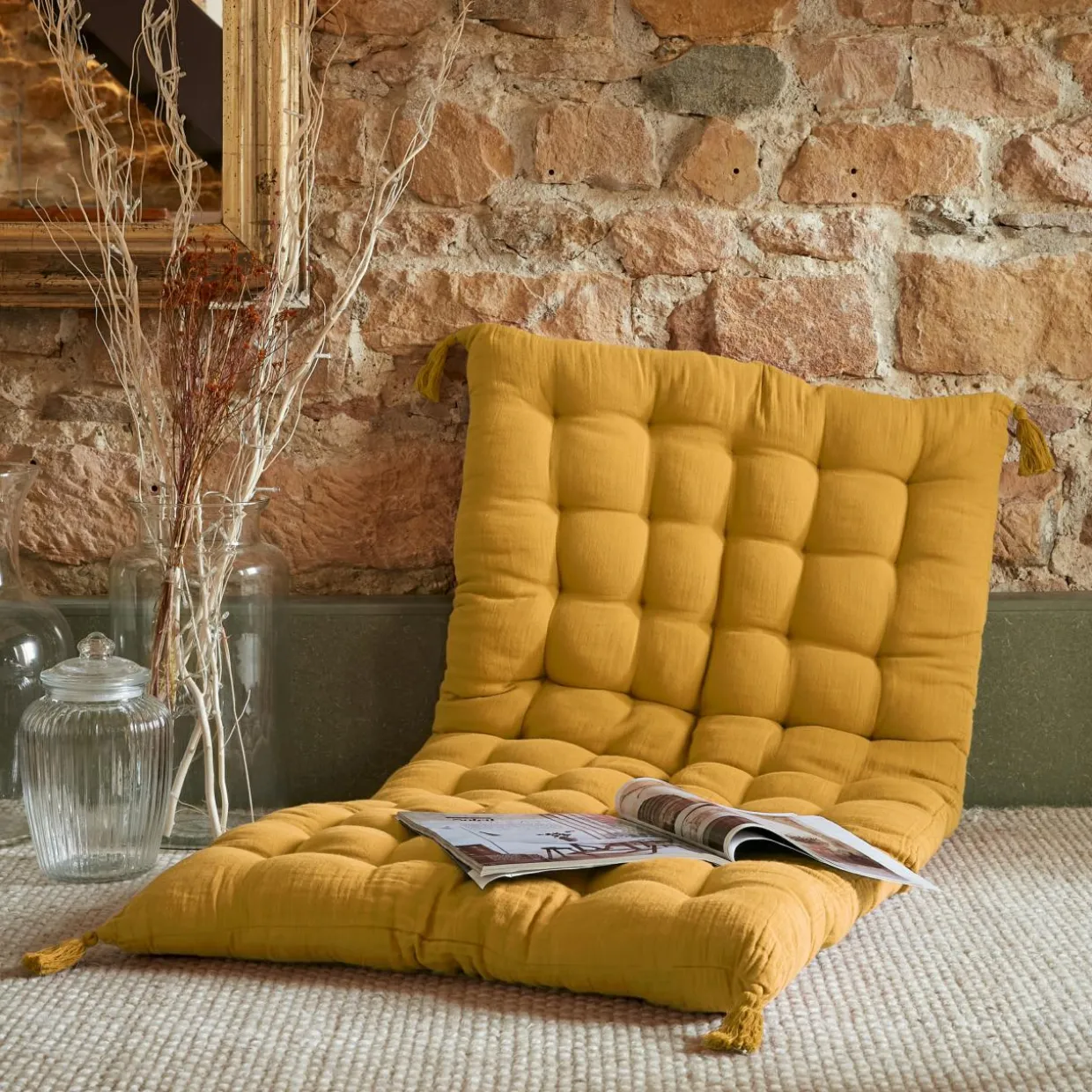 Matelas de sol gaze de coton (60 x 120 cm) Gaïa Jaune safran