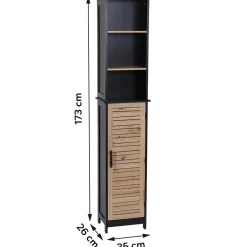 Meuble colonne salle de bain (35 x H173 cm) Bergen Noir