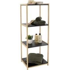 Meuble de rangement bambou 4 étagères (35 x H102 cm) Harmonie Noir