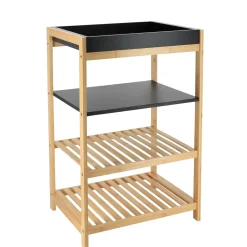 Meuble de rangement bambou 4 étagères (H70 cm) Harmonie Noir