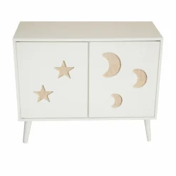 Meuble de rangement enfant bois 2 portes (H65 cm) Stars Blanc