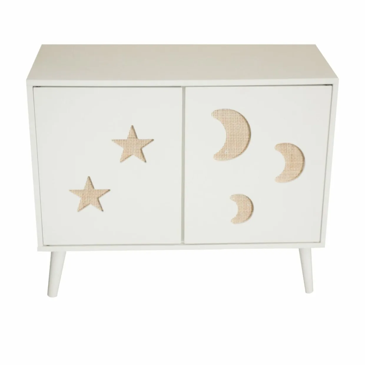 Meuble de rangement enfant bois 2 portes (H65 cm) Stars Blanc