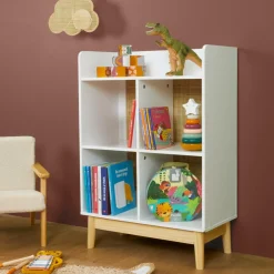 Meuble de rangement enfant bois 4 niches (H86 cm) Stars Blanc