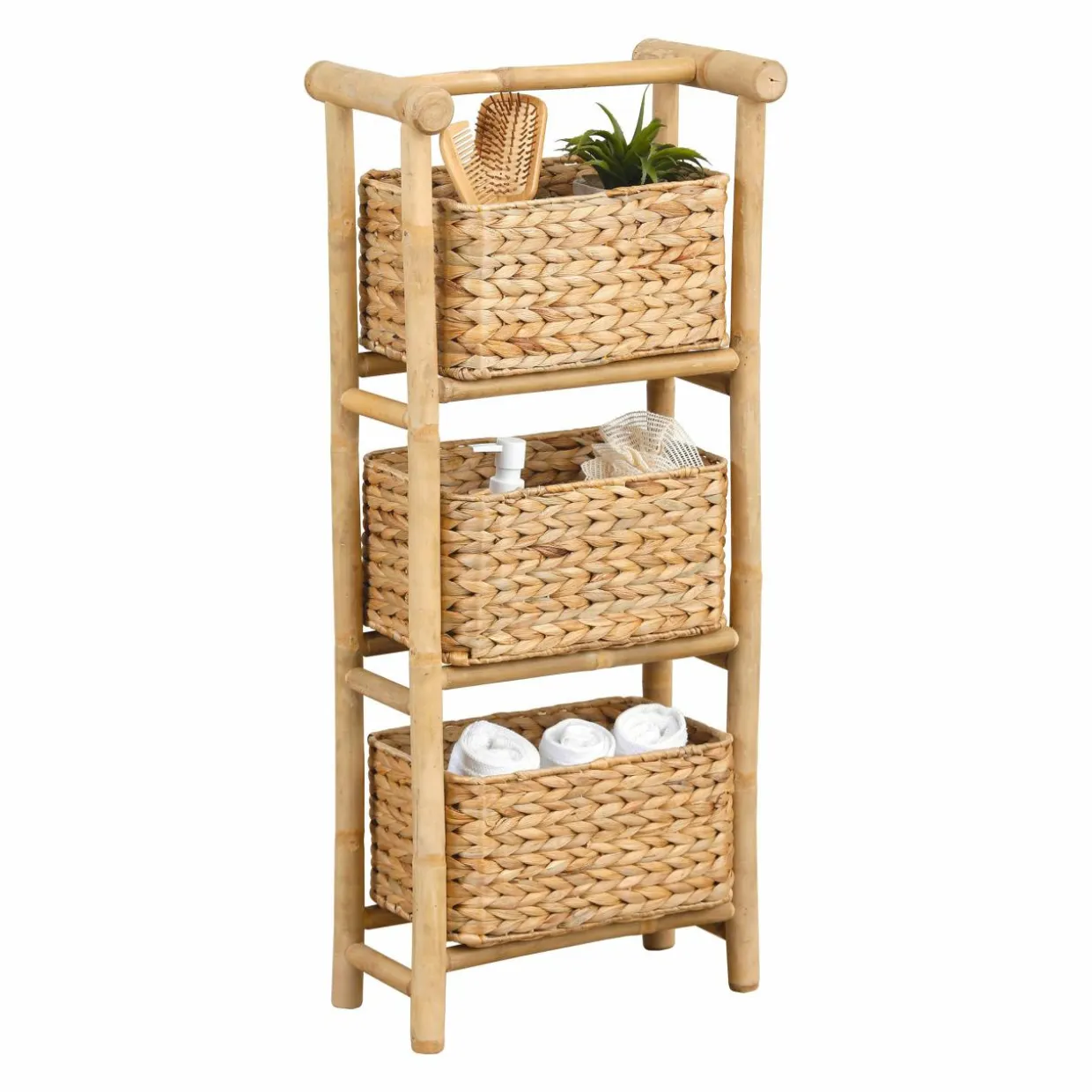Meuble 3 paniers bambou et jacinthe d'eau (39 x H91 cm) Hanoï