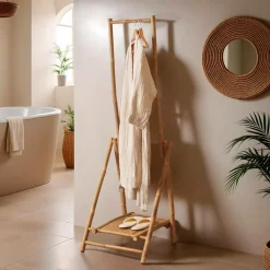 Meuble portant pliable avec penderie en bambou (H176 cm) Hanoï