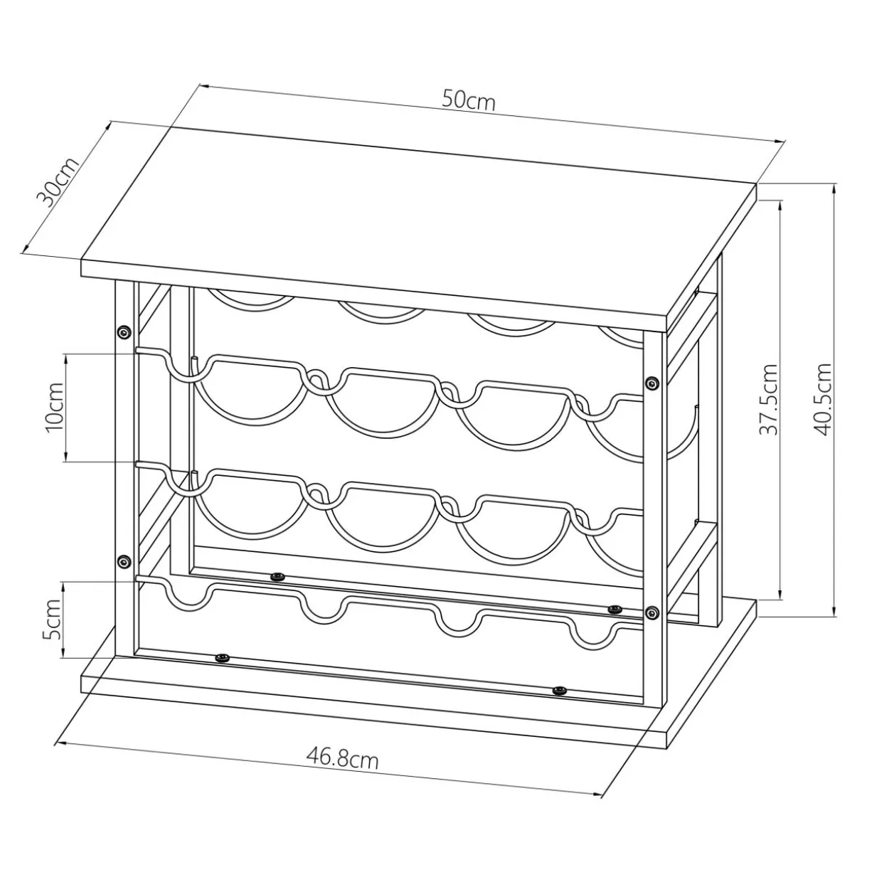 Meuble range-bouteilles industriel 12 emplacements (H40 cm) Auguste Noir
