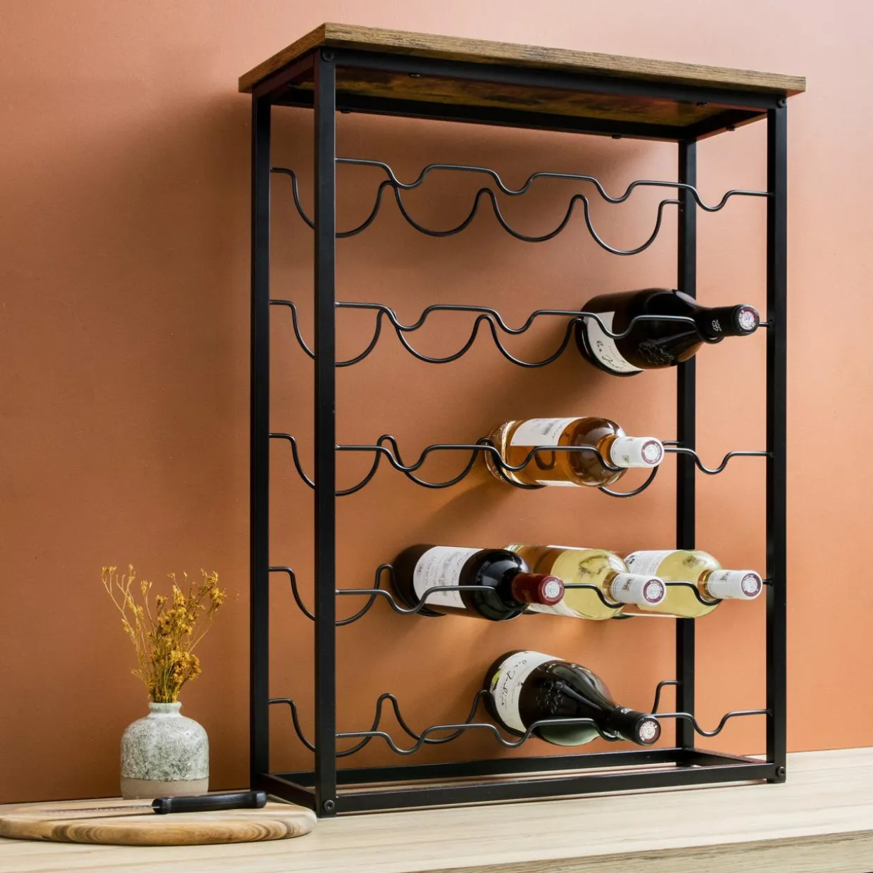 Meuble range-bouteilles industriel 20 emplacements (H74 cm) Victor Noir