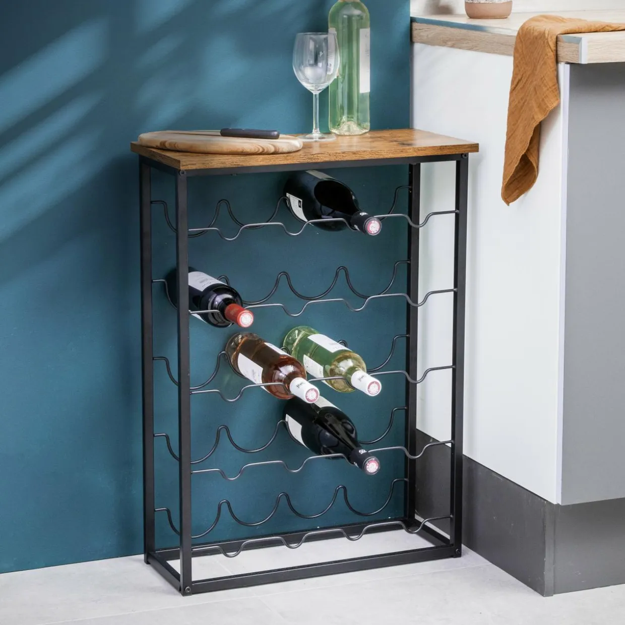 Meuble range-bouteilles industriel 20 emplacements (H74 cm) Victor Noir