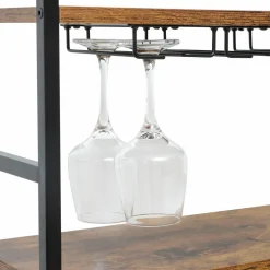 Meuble range-bouteilles industriel 18 emplacements et porte-verres (H100 cm) Hugo Marron