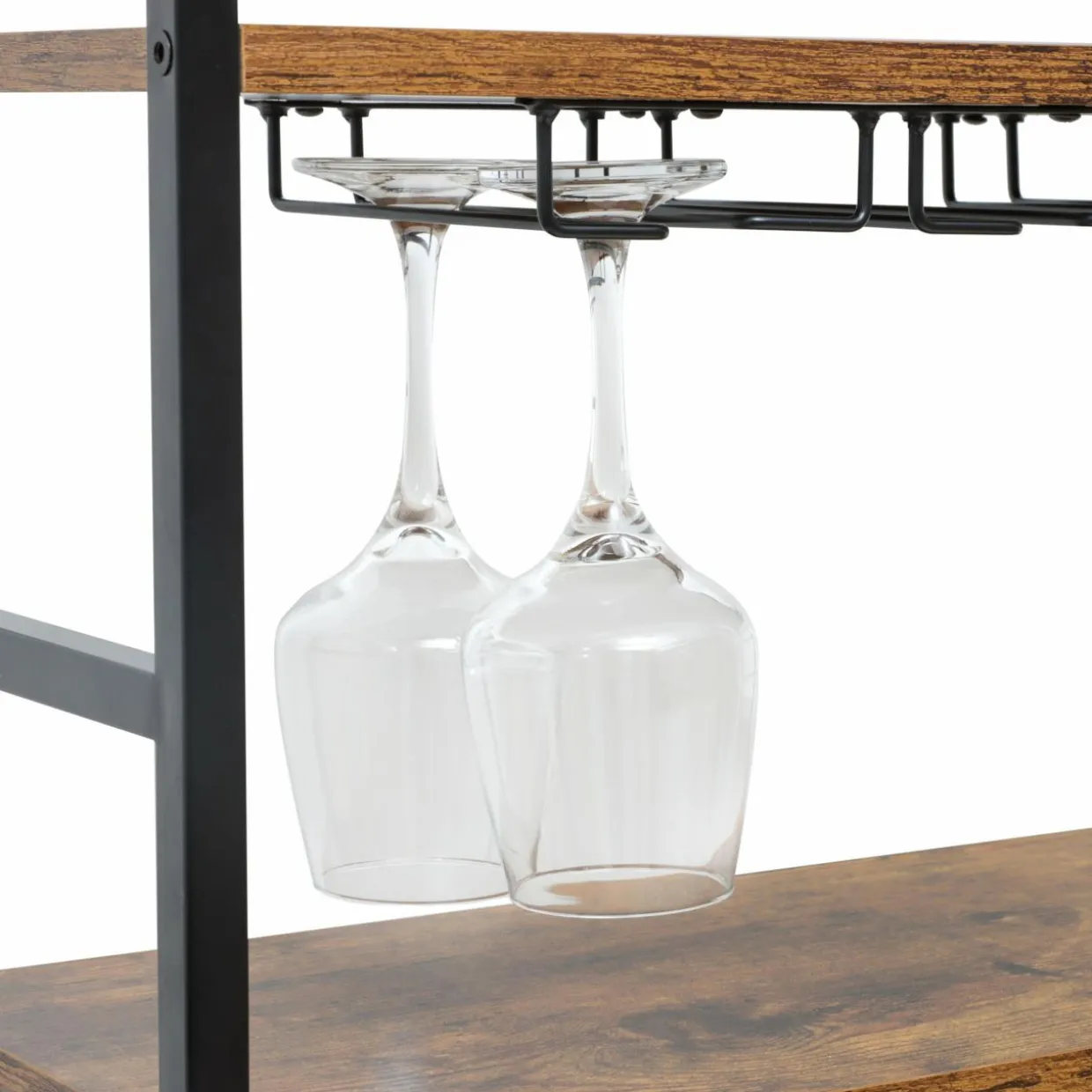 Meuble range-bouteilles industriel 18 emplacements et porte-verres (H100 cm) Hugo Marron