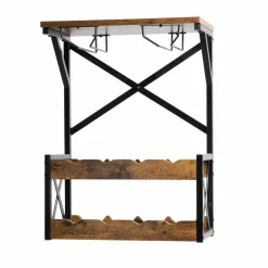 Meuble range-bouteilles industriel 8 emplacements et porte-verres (H56 cm) Tiago Noir