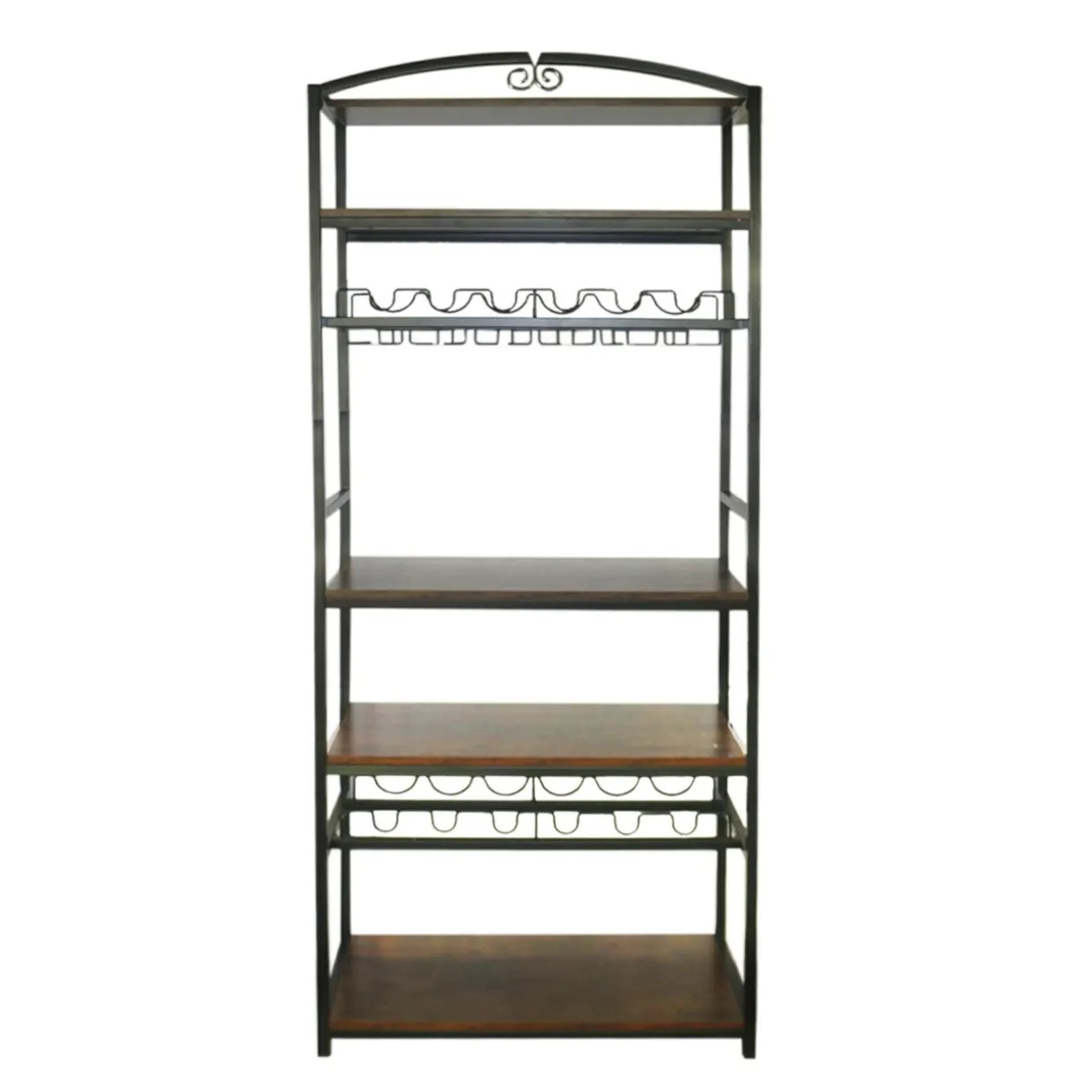 Meuble range-bouteilles industriel 12 emplacements et porte-verres (H180 cm) Pablo Marron