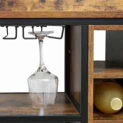 Meuble range-bouteilles industriel 18 emplacements et porte-verres (H82 cm) Paul Marron