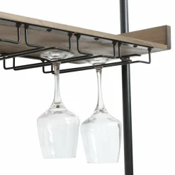 Meuble range-bouteilles mural bois et métal 18 emplacements et porte-verres (H120 cm) Isaac Marron