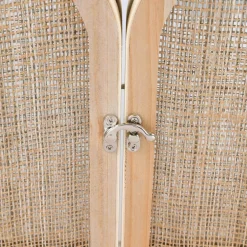 Miroir mural en bois (H45 cm) Porte battante Naturel