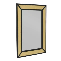 Miroir mural en métal (H101 cm) Cannage Naturel et noir