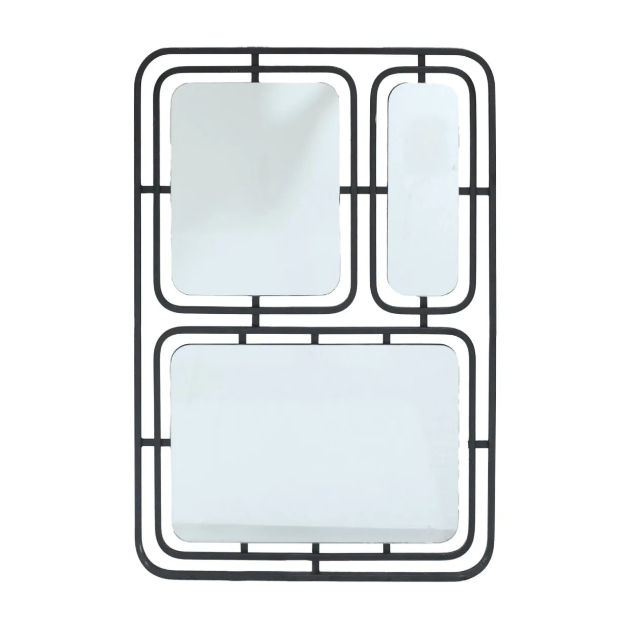 Miroir mural en métal (H80 cm) Reflet Métallique Noir