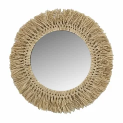 Miroir mural rond en fibres naturelles (D50 cm) Makira Beige