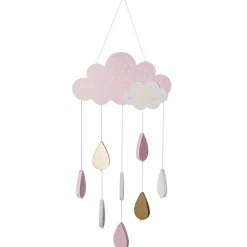 Mobile bébé bois et coton (H57.5 cm) Nuage Rose