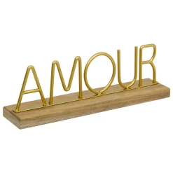 Mot à poser métal et bois (25,5 cm) Amour Or