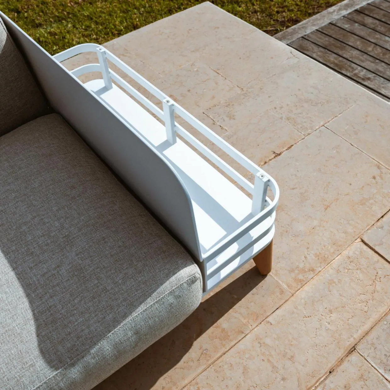 Méridienne de jardin en aluminium Monte Carlo Blanc et taupe