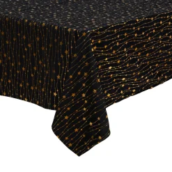 Nappe de Noël en velours (360 x 140 cm) Pluie d'étoiles Noir et dorée