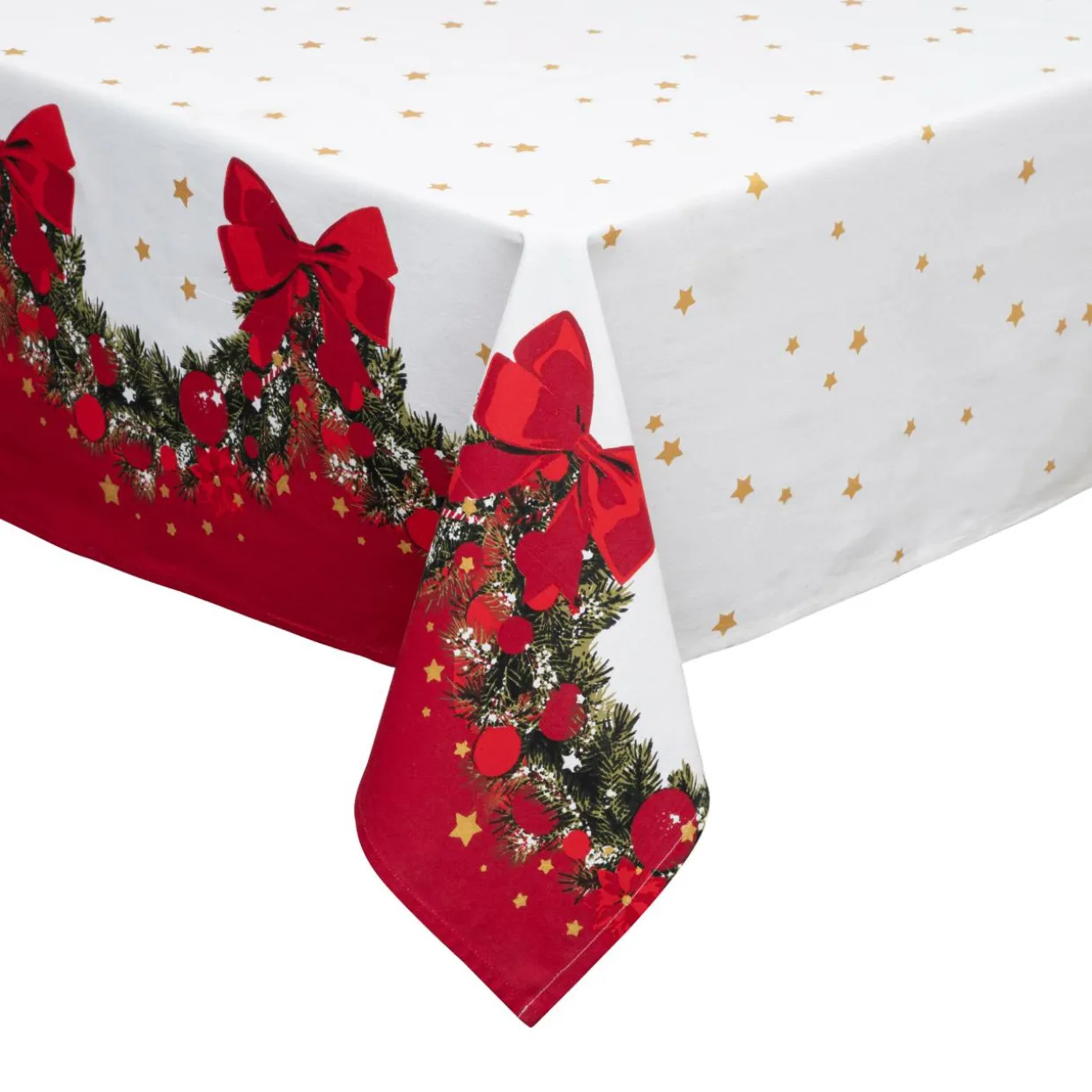 Nappe de Noël rectangulaire coton (140 x 240 cm) Guirlande Festive