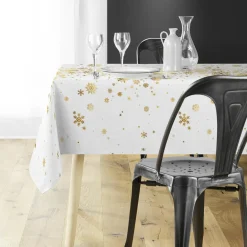 Nappe de Noël rectangulaire (150 x 300 cm) Constellation Blanc et doré