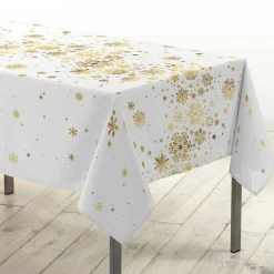 Nappe de Noël rectangulaire (150 x 300 cm) Constellation Blanc et doré