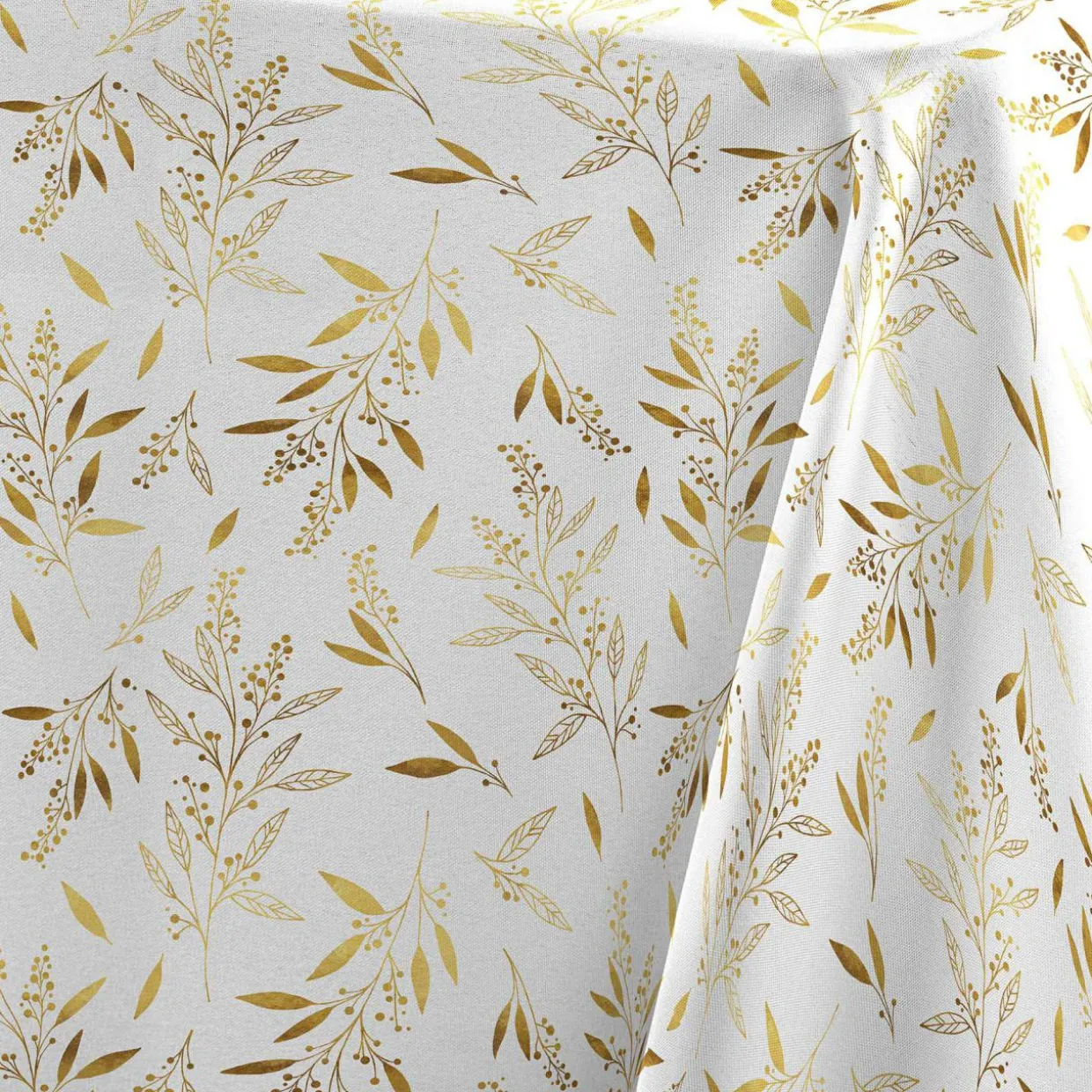 Nappe de Noël rectangulaire (140 x 240 cm) Naelle Blanc et doré