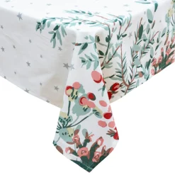 Nappe de Noël rectangulaire (140 x 240 cm) Noël Nature Blanc