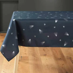 Nappe de Noël rectangulaire (150 x 300 cm) Sapin métallisé Bleu