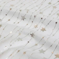 Nappe de Noël rectangulaire (140 x 240 cm) Pluie d'étoiles Blanche